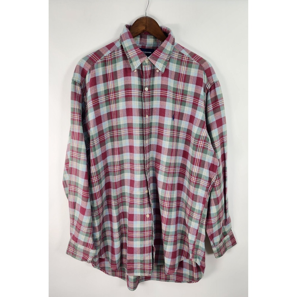 Ralph Lauren Golf Tilden Shirt Men's L Flannel Plaid Button Down